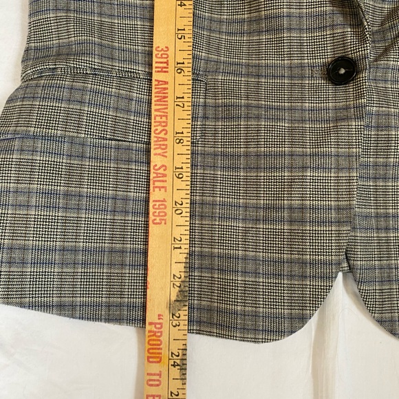 RW&CO Women's Single Breasted Fitted Tailored Blazer Grey Blue Plaid 14 Academia - Picture 16 of 16